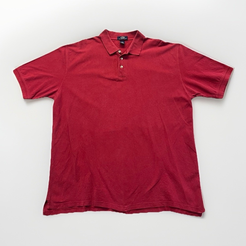Vantage Polo Shirt XL Mens Crimson Red Short Sleeve Cotton Casual Top